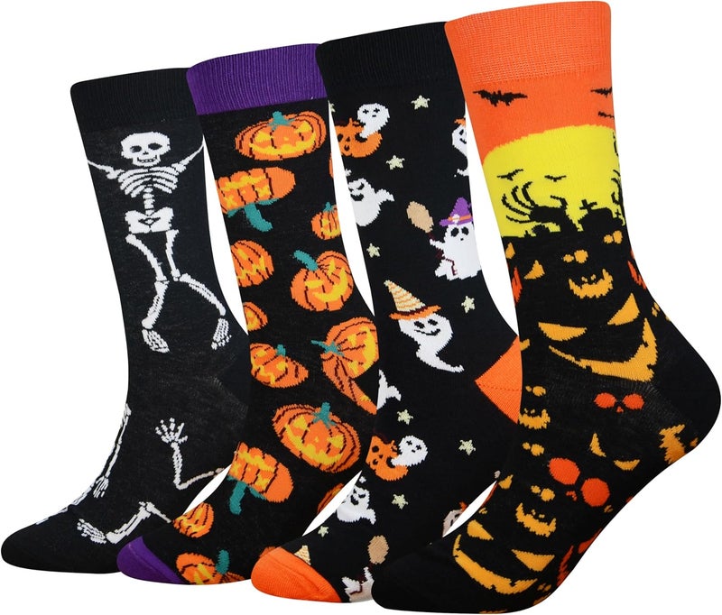 Cansok Men's 2/4 Packs Fun Crazy Novelty Dress Crew Socks - Image 1